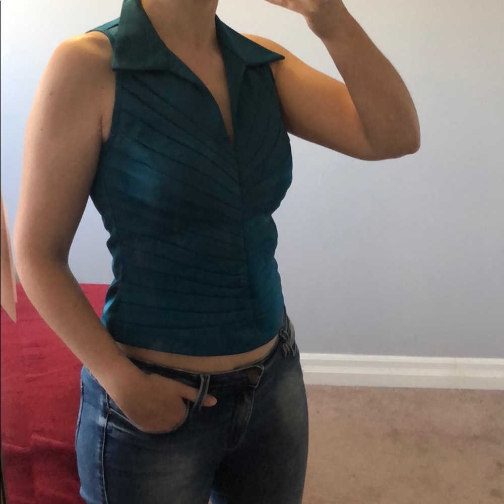 JS Collections teal halter top